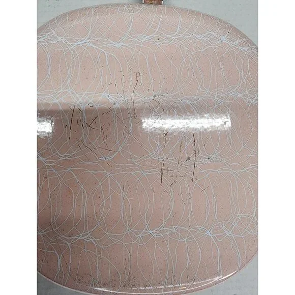1950's Vintage Serendipity Spaghetti String Pink & Black Abstract Enamel Skillet - Picture 15 of 16